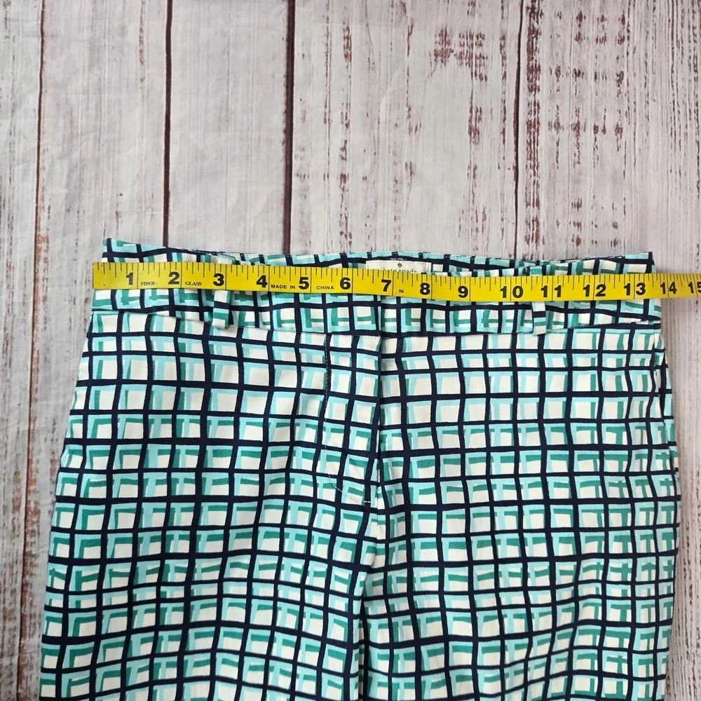 Kate Spade Tatiana Top & Mindy Pant Set 0/XS Brezeblock Blue White Plaid Preppy